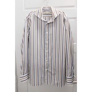 Luigi Borrelli Multi Striped Men's Button Down Long Sleeve Shirt Size 16.5/42
